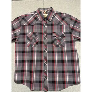 NWT Coevals Club Mens XL Short Sleeve Western Plaid Pearl Snap Shirt‎